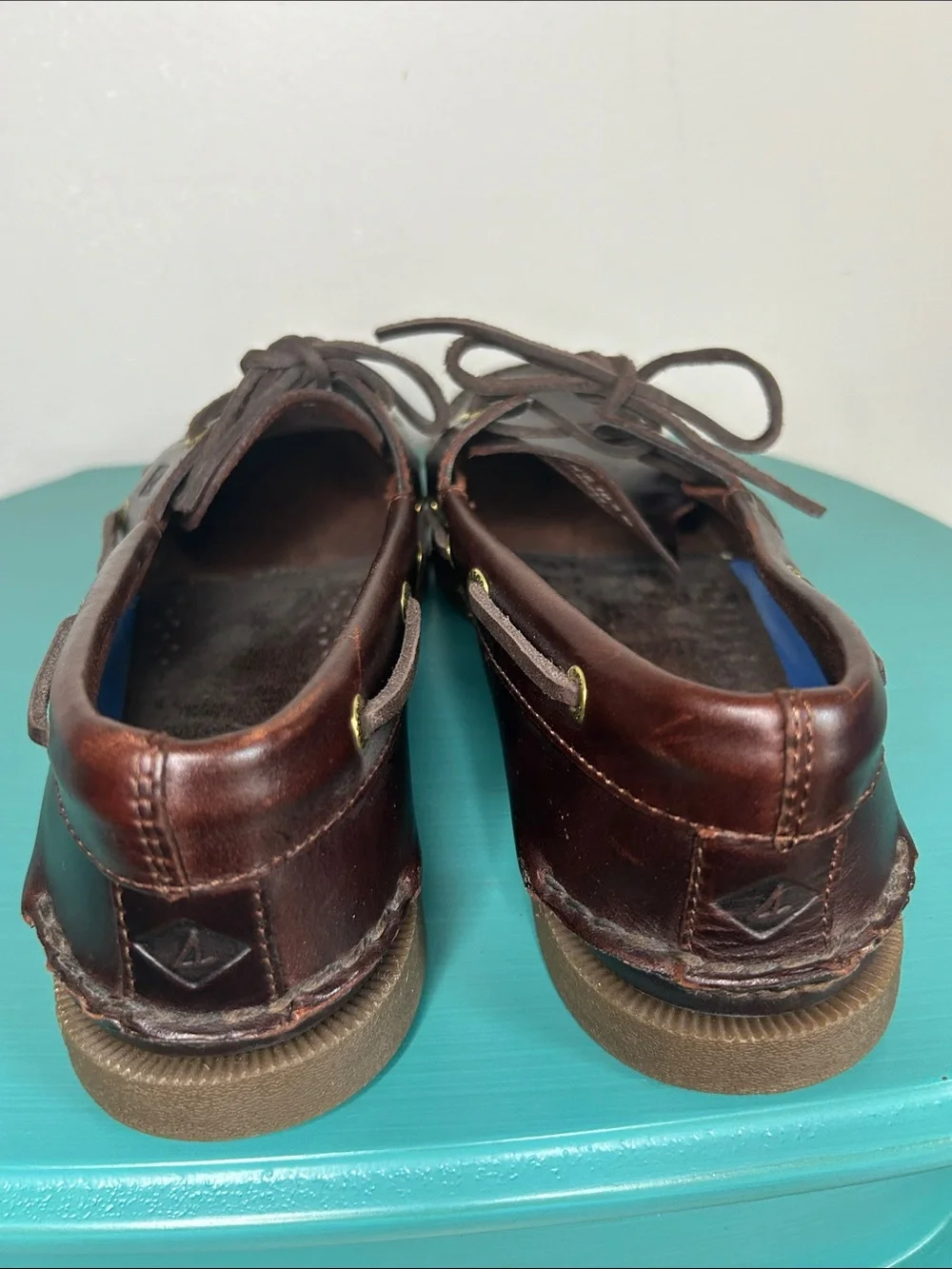 Sperry Top Siders Men’s Dark Brown Amaretto Leather Moc Toe Boat Shoes
